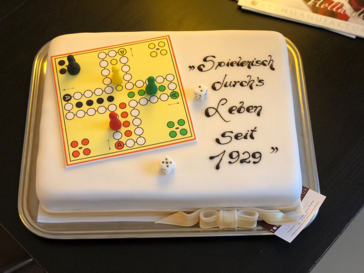 Board game cake with Go board and script inscription